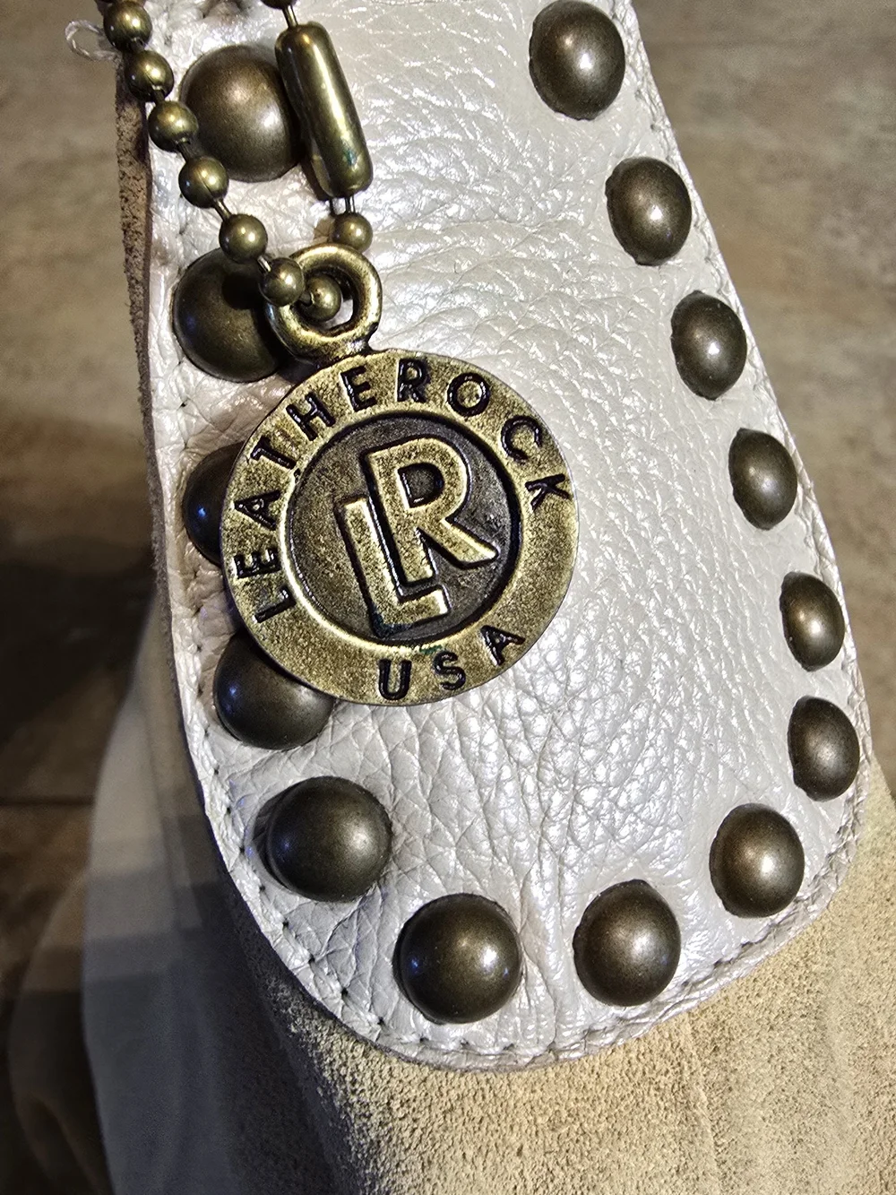 Leatherock Cream Suede Hobo Bag with White Strap Accents